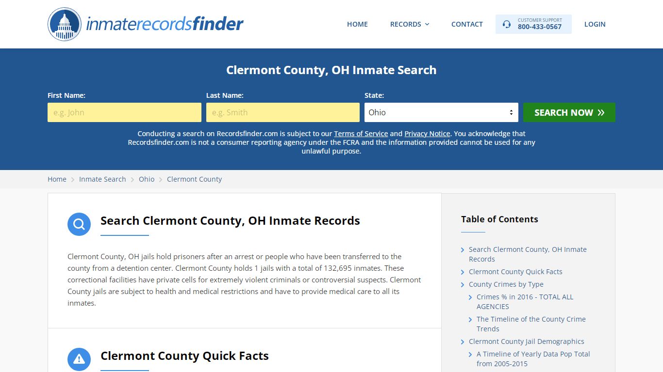 Clermont County, OH Inmate Lookup & Jail Records Online