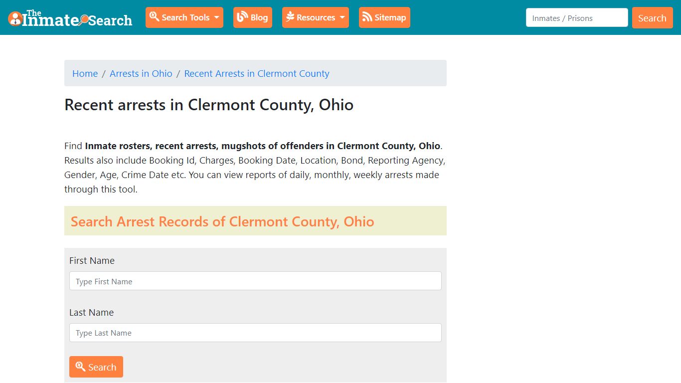 Recent arrests in Clermont County, Ohio - The Inmate Search